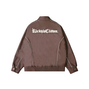 RickyisClown | Retro Racing Leather Jacket Men Loose Premium Sense