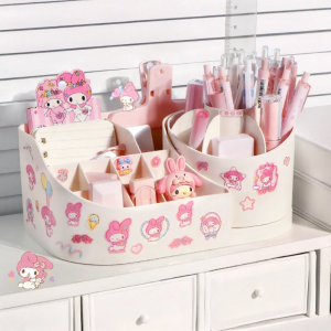 DANLIE | 2-in-1 Aesthetic and Cute Storage Box Desk Organizer Large Capacity