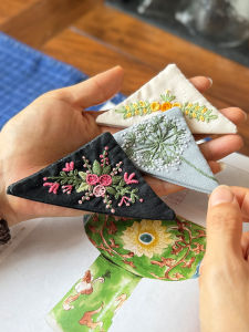 DIY Handmade Cross Stitch Bookmark Fabric Triangle Creative Embroidery Art Non-Woven Fabric DIY Handcraft Material Kit