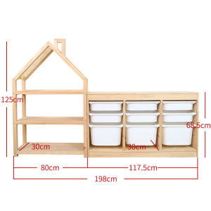 Montessori Chimney Design Wooden Bookcase Storage Cabinet