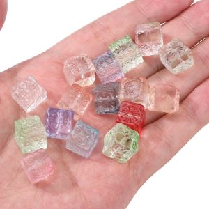 ลูกปัดแก้ว11มม. 5ชิ้น/ถุงลูกปัดทรงลูกบาศก์รูขนาดใหญ่ทรงหลวมสำหรับสร้อยข้อมือทำด้วยมือต่างหูสร้อยคอพวงกุญแจอุปกรณ์การทำเครื่องประดับหัตถกรรม DIY