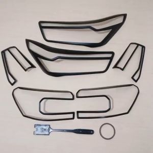 Paket Garnish Lampu Depan Belakang Handle Outer Pintu Tank Cover Mobil Rocky 2023-2024 Hitam