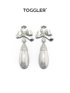 TOGGLER | Butterfly Bow Waterdrop Pearl Full Diamond Long Earrings