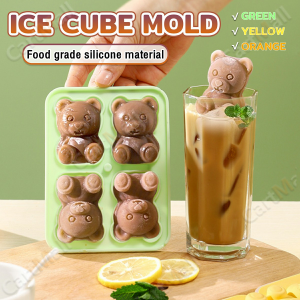 4 Grid 3D Little Bear Shape Ice Cube Silicone Mold Household DIY Juice Milk Ice Machine