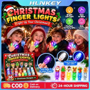 Hlinkey 36Pcs Giáng Sinh Ngón Tay đèn chiếu LED Vòng Đồ Chơi tuần lộc của Santa Mô Hình Glow Đảng Ủng Hộ Trẻ Em Xmas Quà Tặng Stocking Stiller
