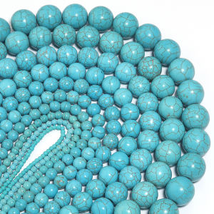 Natural Blue Howlite Turquoises Stone Beads Round Loose Spacer Beads For DIY Jewelry Making Bracelet Necklace Accessories