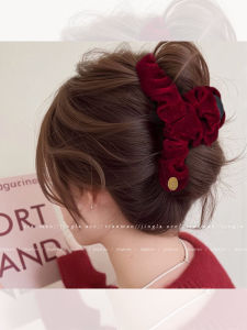 Red Folded Shark Clamp Hair Accessories for Women High-End Vintage Snake Year New Year Back of Head Updo Hairpins Hairgrips