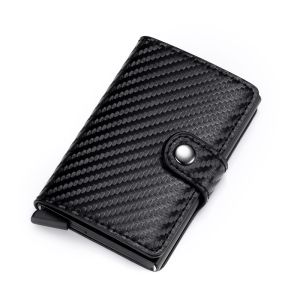 RFID Card Holder Carbon Fiber Ultra-thin ATM Card Holder Pop Up Business Card Wallet For Men Multi-card Slot ID Card Holder