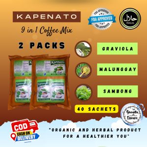 2 PACKS KAPENATO 9 in 1 COFFEE MIX (40 Sachets)