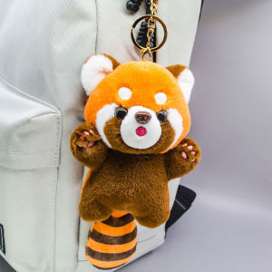 Cute Cartoon Red Panda Plush Toys Pendant Little Raccoon Doll Keychain Doll Playground Raccoon Stuffed Backpack Decor Gifts Kids