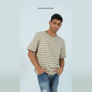 Bombboogie Kaos Pria Regular Cheza Khaki Offwhite 2.0 12E59B4KO