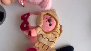 35cm Transformed Loopy Beaver Fish Hoodie Plush & 10cm Keychain small Doll Birthday Gift Cute Present Toy Patung 变身露比海狸鱼