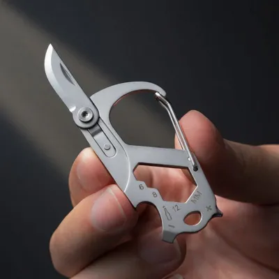 Multifunctional Stainless Steel Car Keychain - 6-in-1 EDC Tool (Outdoor Knife/Bottle Opener/Screwdriver) Emergency Portable Kit