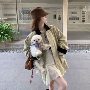 Slimming Effect Khaki Green Vintage Casual Loose Womens Jacket 2025 Autumn New Style Mid-Length Versatile Leisure Coat