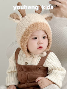 Baby Hat Autumn and Winter Earmuffs Hat Cute Super Cute Baby Sleeve Cap Thickened Heattech Baby Boy and Baby Girl Knitted Hat Tide
