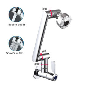 1080° Rotating Wall-mounted Kitchen Faucet 304 Stainless Steel Rust-proof Sink Taps 2 Water Outlet Bathroom Water Saving Tap