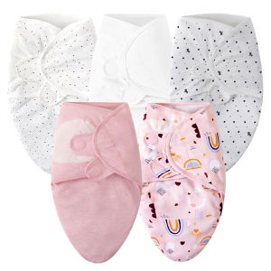 Baby Blanket Hat Set Cartoon Printed Cotton Newborn Swaddle Adjustable Infant Sleeping Swaddle Wraps All Seasons 0-6 Months