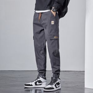 ROMON | Loose Fit Harlan Workwear Pants For Men Spring Autumn New Style Elastic Black Casual Long Trousers Summer Cargo Trousers