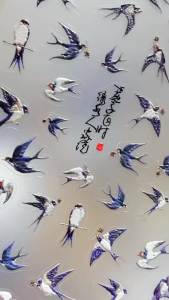 Chic Swallow Bird Insect 3D Self Adhesive Nail Art Sticker Mushroom Goldfish Bamboo Chinese Ancient Poetry Manicure 5D DIY Decal