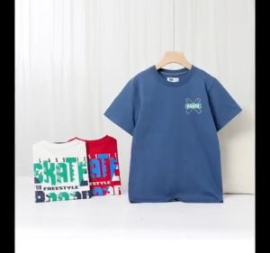 Áo thun ngắn tay bé trai AKL 25-45kg áo thun cotton bé trai size đại hàng Quảng Châu cao cấp