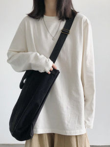 Loose Long Sleeve Womens T-shirt White Inner Wear Base Shirt Casual Style Korean Fashion Thickened Milk Fiber Printed Top