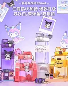 DXUU Botol Minum SANRIO 580 ML Botol Minum Anak 2in1 Sedot Teguk Melody Kuromi Cinnamoroll