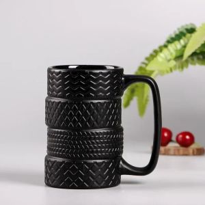 1Pcs Tire Ceramics Mug Creative Novelty Tire Shaped Cup Large Capacity Heat-resisting Office Home Coffee Breakfast Mugs Gifts