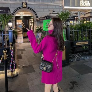 Turtleneck Knitting Dress Womens Autumn and Winter 2025 New Arrival Match with Coat Mid-Length Inner Wear Bottoming Sweater Skirt