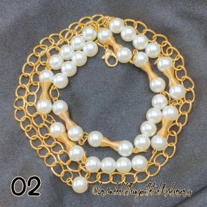 IKAT PINGGANG MUTIARA KOREAN STYLE / IKAT PINGGANG RANTAI MUTIARA / GESPER FASHION / GESPER GAMIS / PEARL BELT / IWN8916