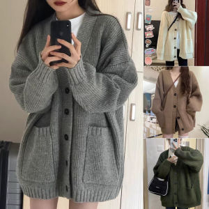 Knit Cardigan for Women Loose Casual Long Sleeve Jacket with Button Tops(40-65kg)