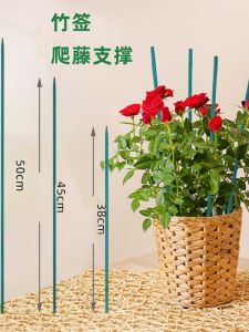 Indoor Flower Support Rods Fixed Tied Vines Plant Decor Green Ivy Hydrangea Rose Bamboo Single Pole Garden Artistic Wood