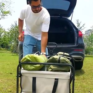 COD Outdoor Utility Wagon trolley Carts Folding Beach Garden Camping Shopping Cart storage trunks Garden Carts Outdoor Tool Truck Hot Selling