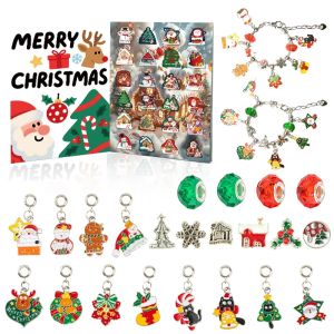24 Days Christmas Bracelet Decor Advent Calendar DIY Jewelry Making Kit with Daily Surprise Holiday Gift Box for Women Teens