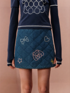 LOVESASAKIDS | Vintage Winter Denim Blue Short Skirt Quilted