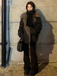 Extra Long 180cm Extended Black Low Waist Bell Bottom Jeans Women Tall Slimming Drapey Fitting Bell Pants Commute Style Washed