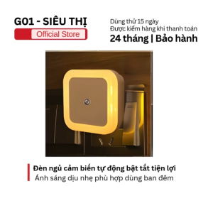Đèn ngủ hình vuông cảm biến tự động bật tắt ánh sáng dịu dùng cho phòng ngủ