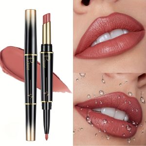 Double-Ended Lip Liner Lipstick Pencil Moisturizing Semi-Matte Formula for Precise Lines & Full Coverage Long-Lasting Hydration
