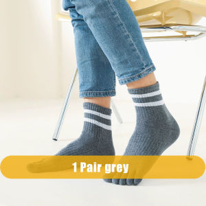 1/5 Pairs Mans Five Finger Socks Sport Cotton Striped Solid Compression Solid Sweat-Absorbing Fitness Outdoor Toe Socks Student
