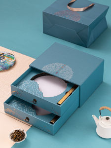Double Cake Tea Gift Box Hong Island Old Ban Zhang 357g Tea Cake Puer Tea 2 Cake Storage Box Empty Gift Box Double Layer Gift