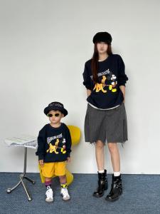 High-End Fleece Lined Autumn Winter Family Matching Hoodies Mother Daughter Son Trendy Cotton Polyester Blend Kids Clothing