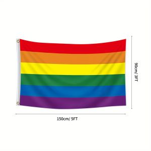 1pc Rainbow Pride Flag 3x5ft Polyester Single-Sided Print with 2 Grommets - Vibrant Striped Design for Home Garden