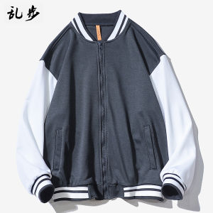 American Style Color Block Mens Jacket Autumn Casual Sporty Student Outerwear Loose Fit Stylish Windbreaker Coat