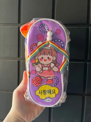 Tempat Pensil Sleting Sandal Lucu Momo Girl ST 544C