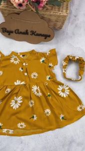 3-18 BLN DRESS BAYI VANYA DREES BAYI PEREMPUAN FREE HEADBAND by MIAGI (SNI)