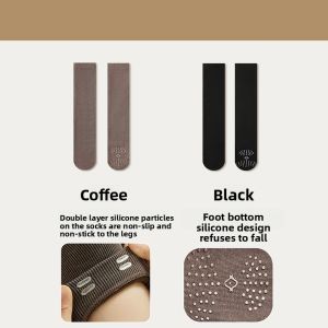 Miiow | Warm Long Tube Socks Womens Autumn Winter Style Anti-Slip Knee High Length Double Pack Cat Person MiiOW Brand Thickened Fabric