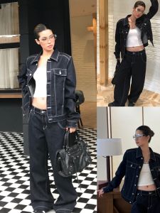 audwyn | Bộ Quần Áo Công Sở Màu Xanh Đậm Phong Cách Vintage Dễ Thương Form Rộng và Ôm Sát