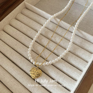 Double Layer Heart Pearl Necklace Womens Fashion Jewelry Style Dainty Clavicle Chain Pearl Pendant Necklace