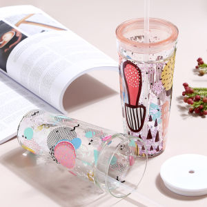 BELY Fairy Glass Water Cup Large Capacity Insulated Coffee Cup for Women Heat Resistant Straw Cup Korean Style round Shape