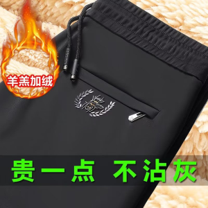 Quần Dài Thường Ngày Dày Lót Lông Cừu Rộng Rãi Cho Nữ Mùa Đông Ống Đứng Cạp Cao Bằng Polyester Phong Cách Hàn Quốc