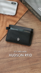 Leonardo Ví Card Mini Hudson RFID Da Microfiber Cao Cấp Chống Trộm Thông Tin Bảo Mật Tuyệt Đối